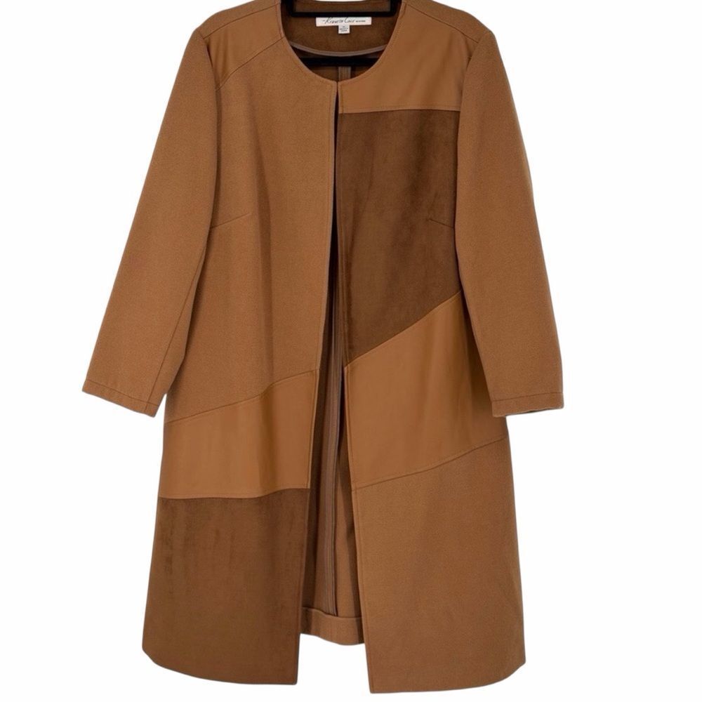 Kenneth Cole New-York Colorblock Open Front Coat XL - Picture 4 of 11